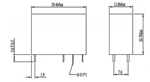 Реле для монтажа на печатной плате DPDT DC12V 16A GP-12VDC-2C54 для Smart Sweeper