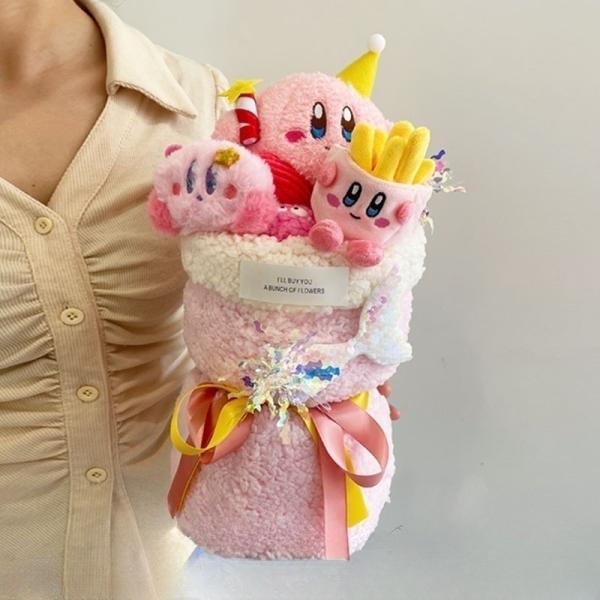 Kirby Plush Flower Bouquet Premium Set regalo para el Día de San Valentín y cumpleaños Lujo regalo de dibujos animados para novia