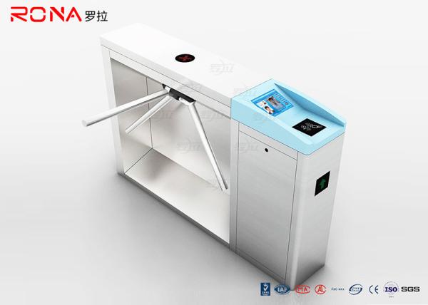 Semi Automatic Pedestrian Turnstile Gate Waist 304 Stainless Steel Tripod With Ticketing System