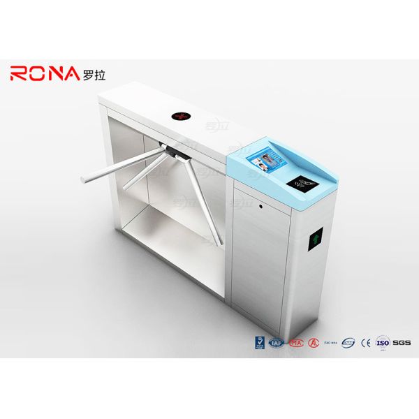 Semi Automatic Pedestrian Turnstile Gate Waist 304 Stainless Steel Tripod With Ticketing System