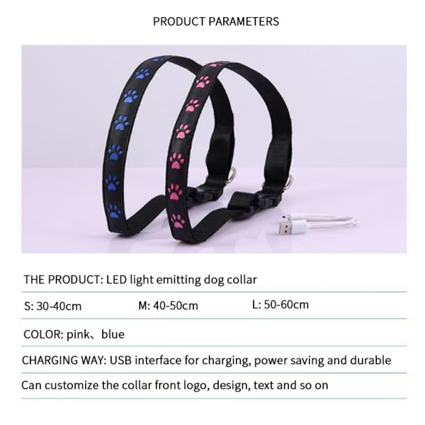 All Season LED Flashing Dog Collar Small Medium Large Illuminated Dog Collar