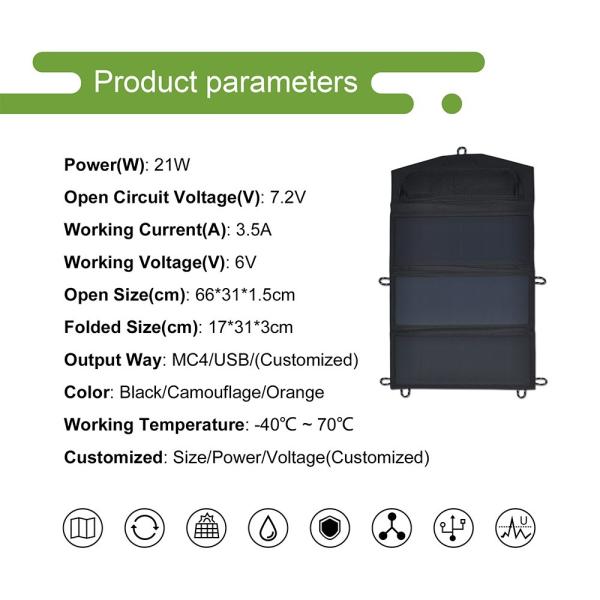 125mmx125mm Cell Size 21W 6V Monocrystalline Solar Panel For Cabin And Marine Compact