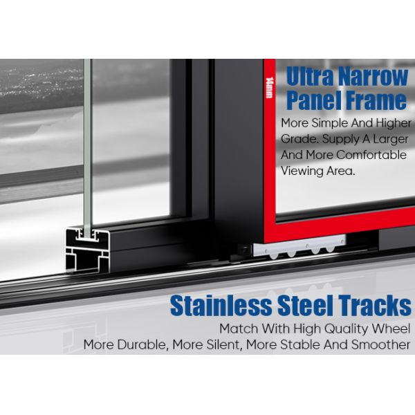 Aluminium Residential Interior Sliding Glass Partition Doors Large Lighting Area