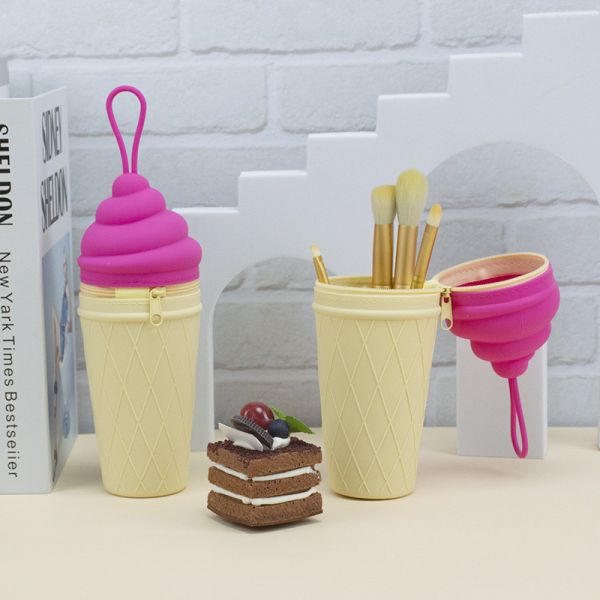 Красивое мороженое Силиконовый карандаш Капсула карандаш Сумка канцелярские принадлежности Ручка держатель для студентов школьные принадлежности Рождественский подарок