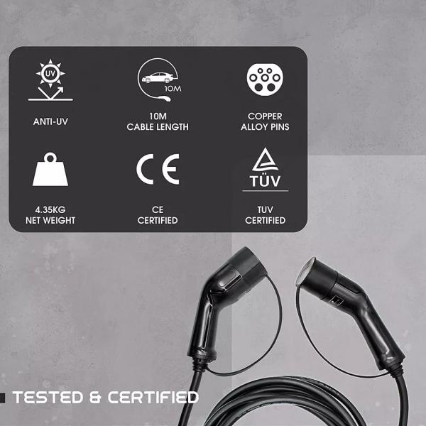 1 3 Phase Electric Car Type 2 Charge Cable 16a 32a 250v 5m Ev Car Charger