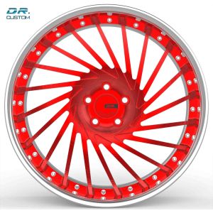 Почищенная щеткой красная 3 части выковала колеса ET45 колеса Chrome 3 частей