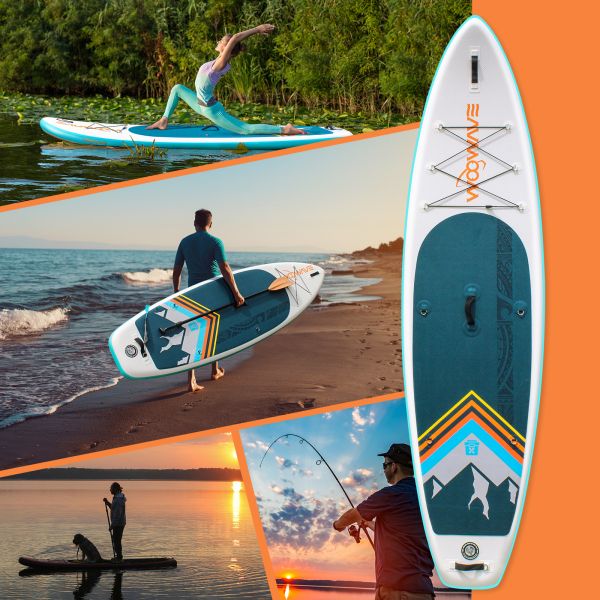 Lakes Rivers Occasion Woowave Inflatable Paddle SUP Board with Sup Leash Accessories