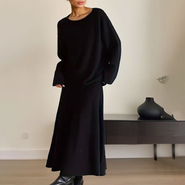 Women's Sweater 2024 New Elegant Knitted Set Women's One Shoulder Sweater Top Elastic Waist Fishtail Skirt