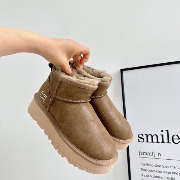 Thick Sole Height Increasing Snow Boots Women'S Winter Plus Velvet Thick Waterproof Wool Shoes