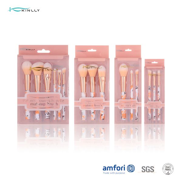 Sistema de cepillo de aluminio del maquillaje del viaje de la virola del pelo sintético de 6 PCS