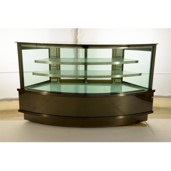 Витрина торта дуги рефрижерации стеклянная с черным мраморным основанием 2100кс800кс1300ММ