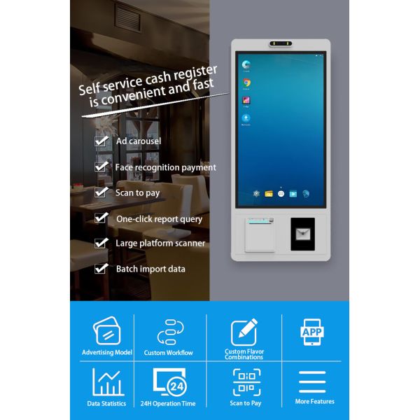 OEM Factory 23.6 Inches Windows Wall Mounted Smart Ordering Kiosk Customization Kiosk with POS Space
