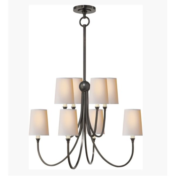 TOB 5010 Reed Large Chandelier 37.5 O/A Height With 8 - E12 Candelabra Socket With Linen Shade
