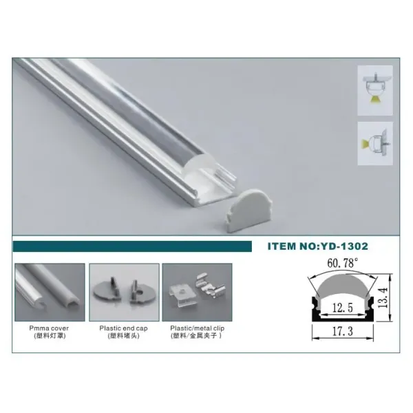 Thick Plastic Cover LED Aluminum Profile with 60 Degree Lighting and 6063 T3-T8 Alloy Surface Mounted LED Strip Channel