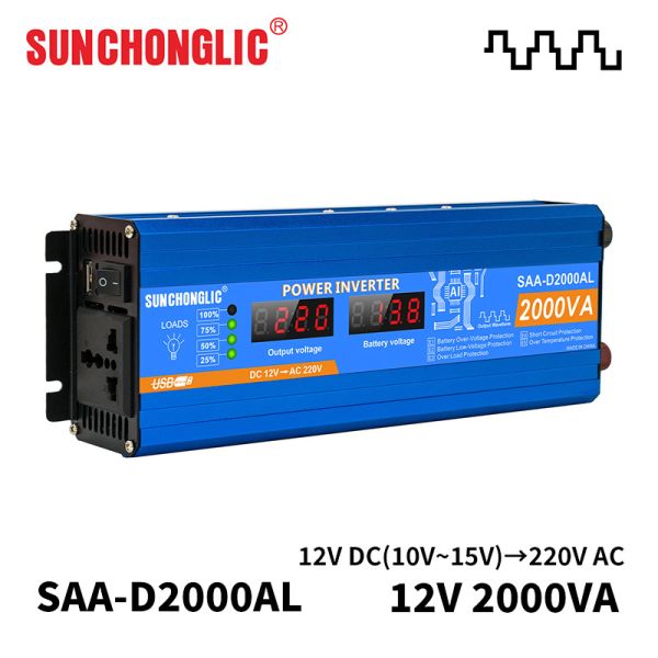 2000w Power Inverter With Lcd Display Modified Sine Wave Dc 12v To Ac 220v