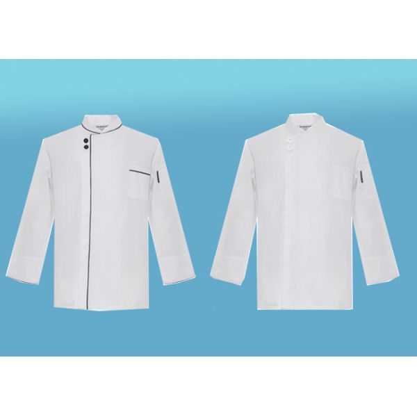 Side Open Chef Cook Uniforms White Color Long Sleeve For Men