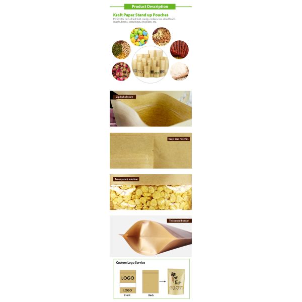 Dried Fruit Potato Chips Zipper Lock Bags Food Stand Up Pouch Solvent Free Lamination