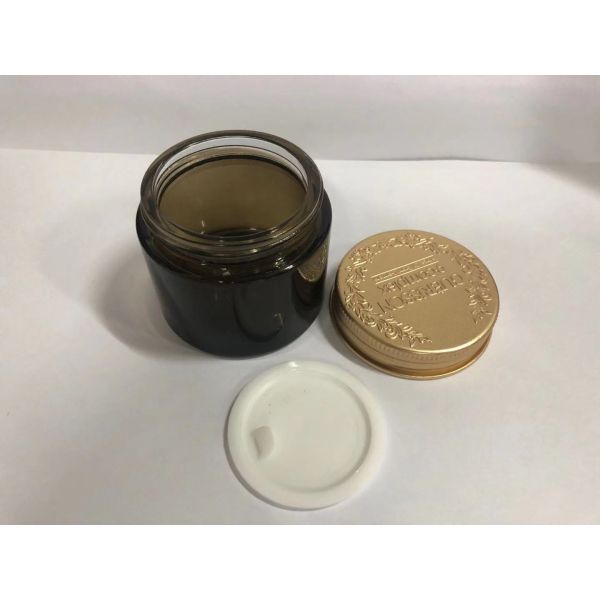 Алюминиевая золотая крышка Амбер 2oz 8oz вокруг косметической упаковки заботы кожи опарника