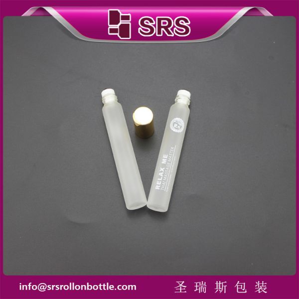 SRS luxury empty 10ml frost glass roller ball bottle for perfume