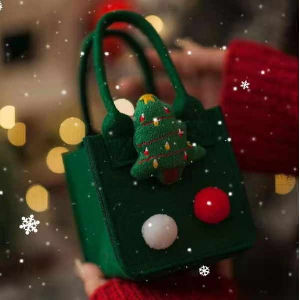Red Colorful Felt Bag Custom Logo Accepted Christmas Gift Bag for Ins Style