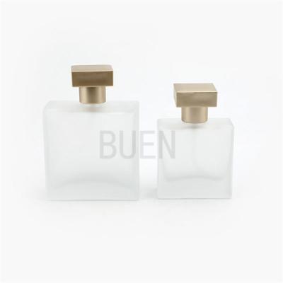 Screw Thread Frosted Perfume Glass Bottle Square Multicolor 1oz