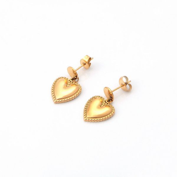 Stainless steel heart-shaped women's gold earrings with personalized peach heart design earrings