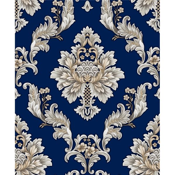 Blue Waterproof Classic Vintage Wallpaper For Walls Background , Vinyl Materials