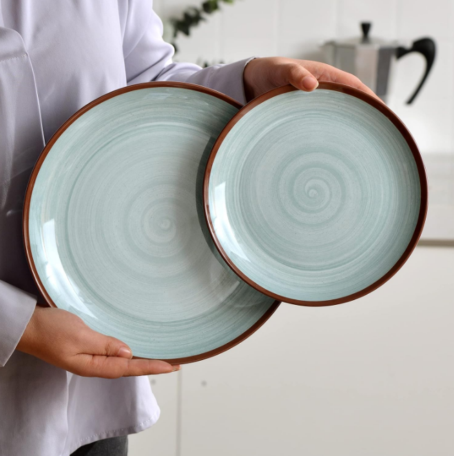 Green 12 Pc Melamine Dinnerware Set Plates And Bowls Morden