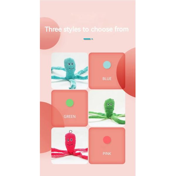 16 Inch Squeaky Octopus Dog Toy Red / Blue / Green Stuffed Octopus Dog Toy