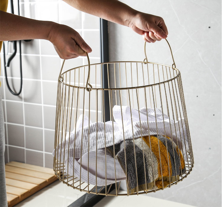 Nordic Metal Basket Iron Hotel Dirty Clothes Basket Bathroom Basket Toy Basket