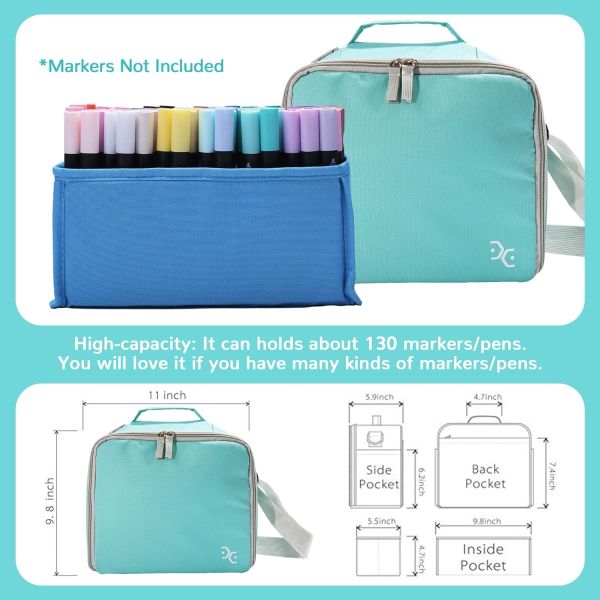 Almacenamiento Bolso para bolígrafos de marcador Pincelas de lápiz de colorear Libros Arte y artesanía Suministros Herramientas Cosméticos, hasta 130 bolígrafos