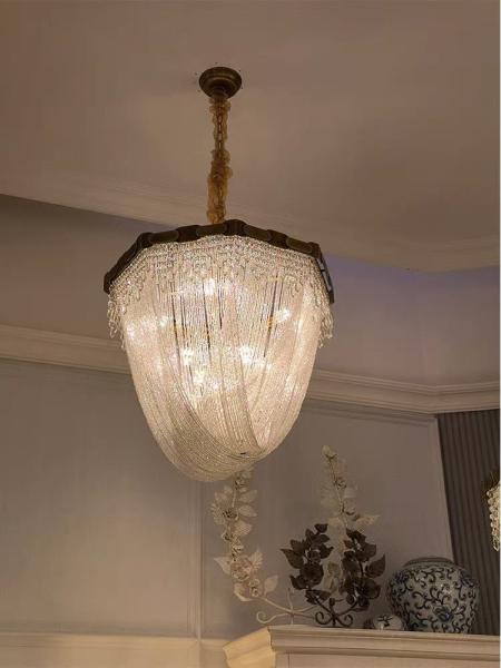 Projet moderne Hôtel Tassels métalliques Lustreur Escalier Plafond Lumières Décoration de la maison Escalier Lustreurs Pendant Lumières
