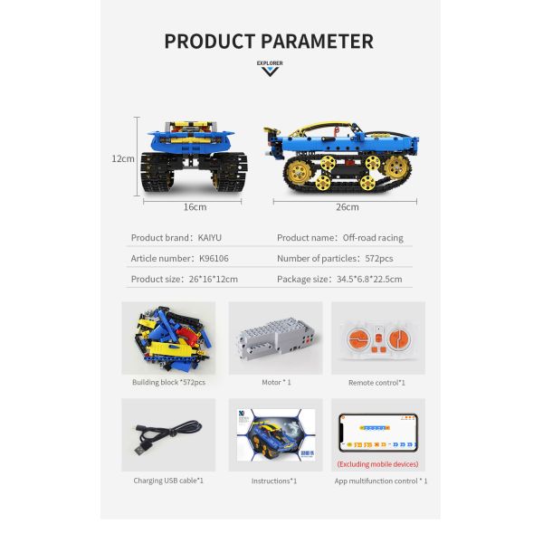 Unisex 2 in 1 Remote Control Racing Car DIY Building Kits for Kids Boys Girls 8-13 Years