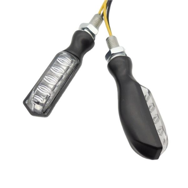 LED Flowing Water Blinker Motorcycle Turn Signals Light Pointer Indicator Clear Color