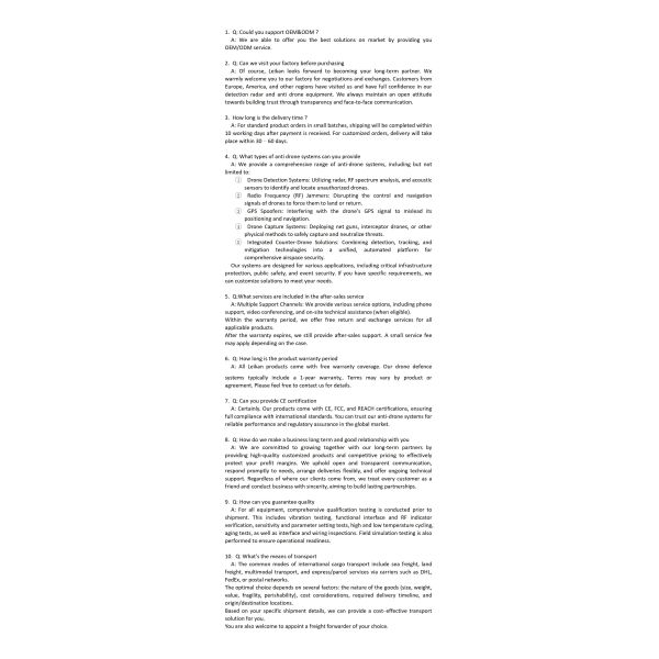 10 Second Response 10 Hour Endurance Integrated Anti Drone Interference Shield Full Frequency Range