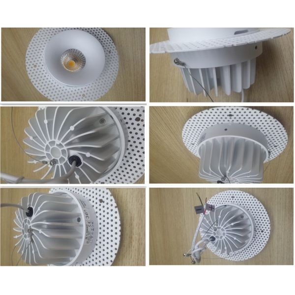 IP54 Aluminum Fixture Dia 169*H85MM Round Embeded White Slim Trim LED Downlight for Bathroom