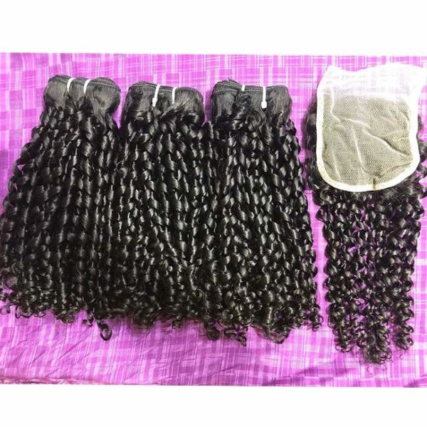 One Donor Virgin Cuticle Aligned Double Drawn Human Hair Bundle Vendors Super Funmi Pixie Curl