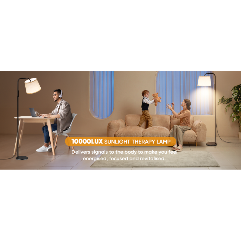 Floor-standing SAD Light Therapy Lamp with 10000LUX Brightness, Dimmable & Color Temperature Adjustable Features and Remote Control