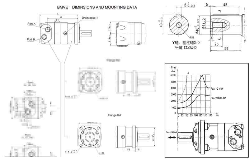 BMV Geroler Orbital Motors Гидравлический двигатель 10000ml/r 400мм Ключевой вал Заменить Eaton Charlynn 10000 Моторы