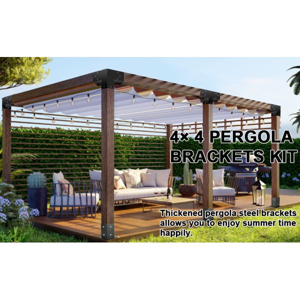 4 pouces de revêtement en poudre noire en métal bois bricolage kit de matériel de pergola pour gazebo lourd