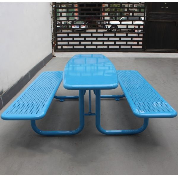 Small Waterproof Rustproof Outdoor Picnic Tables Perforated Steel Material For Kids