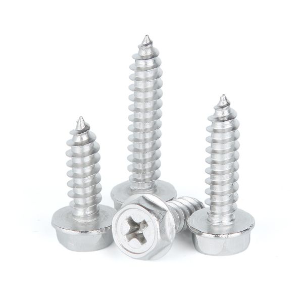 Hexagon Flanged Head Metal Tapping Screws , Flanged Hex Head Pointed Screws