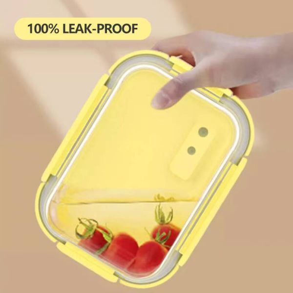 IKOO Airtight & Leakproof Borosilicate Glass Food Storage Container - Microwave/Oven/Freezer Safe & BPA Free for Meal Prep