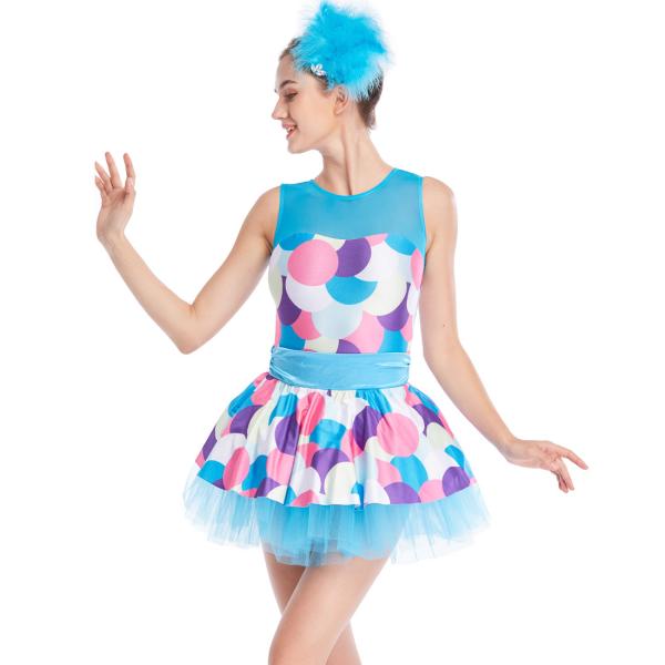 Bubble Prints Competition Dance Wear Sleeveless Bodice Knee Length jazz dance competition costumes