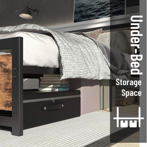 ODM Hotel Wooden Metal Furniture Hostel Iron Bed Frame King Industrial Style