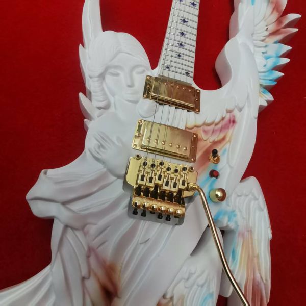 Custom Handcarved Angel Electric Guitar in White with LED Light, ONLY ONE IN STOCK