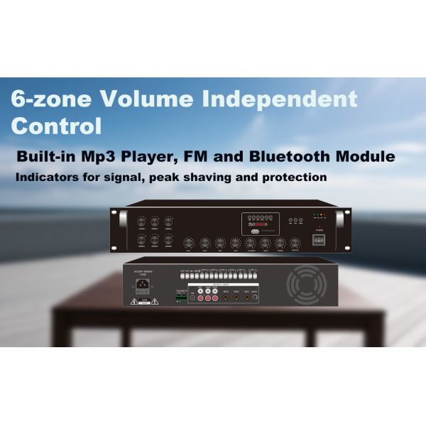 Amplificateur mélangeur 6 zones de sortie FM Bluetooth 240W avec télécommande