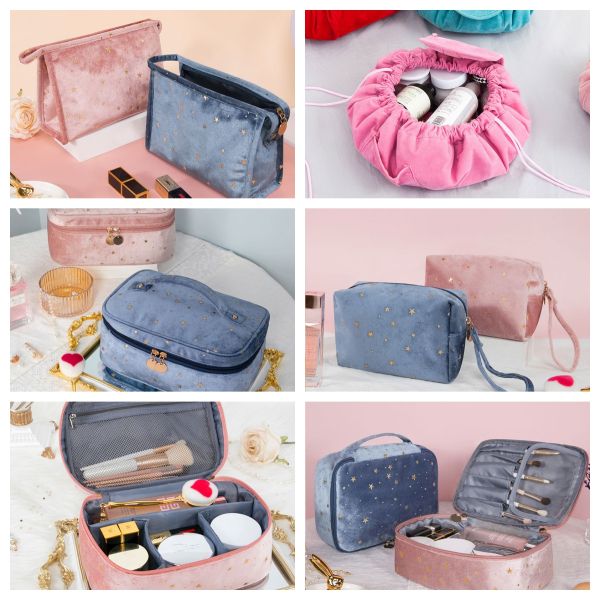 Soft-loop Style Velvet Pouch Bag for Custom Makeup and Personalised Bridesmaid Gifts
