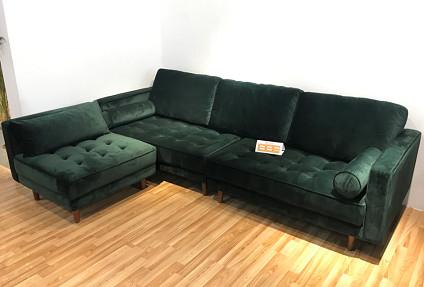 Simple Velvet Sofa Bed Recycle Foam Filling Solid Wood Frame Solid Wood Legs
