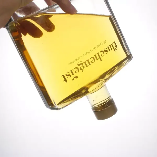 Glass Collar Round Design Custom Liquor Bottle for Vodka Gin Whiskey Tequila Spirit